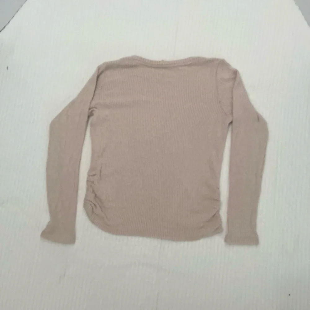 Kids Ribbed Long Sleeve Sweater - Beige